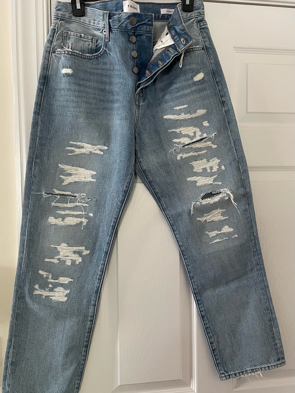 Frame Denim Light Wash Relaxed Distressed Jeans